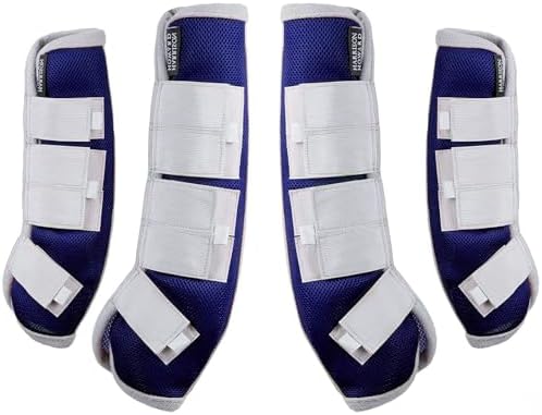 Harrison Howard Horse Fly Boots Leg Guards Fly Boots Protection Set of 4 Navy Large Full Size