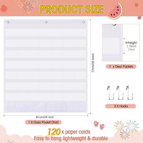 Sinload Classroom Calendar Pocket Chart Muted, Muted Boho