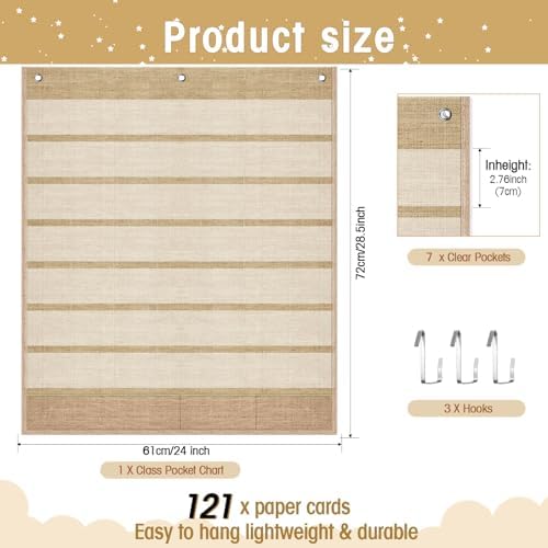 Sinload Classroom Calendar Pocket Chart Linen Color, Modern Boho 2