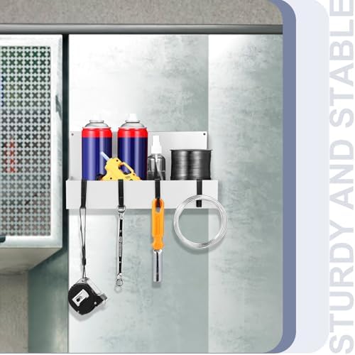Lineshading 3 Pack Magnetic Garage Organizer with Hook, Fridge Shelf, White