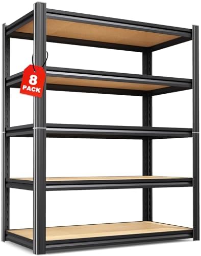 Set of 8-71"H-35"W-16D Garage Shelving-2050LBS 5 Tier Storage Shelves,Adjustable Heavy Duty Metal Shelving Unit and Storage Large Rack,Utility Steel Shelf For Shop Warehouse Industrial Pantry Basement
