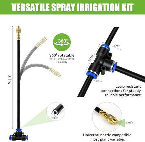 200FT 360° Adjustable Drip Irrigation Kit System for Garden Sprinklers for Yard Garden Watering System with 32 Nozzles Raised Bed Greenhouse Plant Watering Devices Misting System