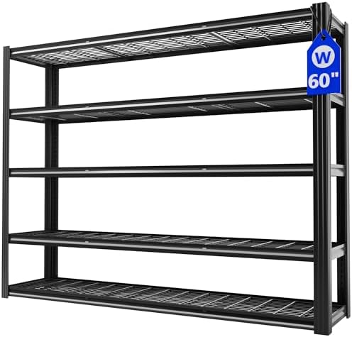 Durstruct 5 Tier Heavy Duty Metal Shelving Unit, 60”W x 24”D x 72”H