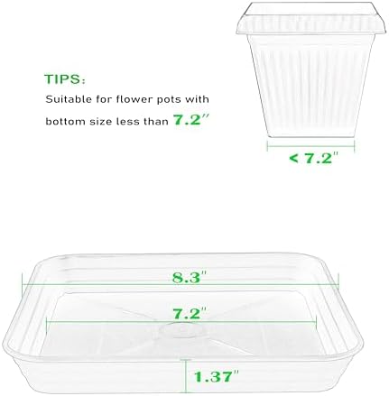 4 Pack Square Plant Saucer Tray 8 inch, 6 8 10 12 14 16 18 20 inch Heavy Duty Plastic Square Plant Saucers for Indoors Outdoor, Flower Planter Drip Trays for Pots, Seed Starting Tray