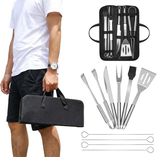 9-Piece BBQ Grill Tool Set, Stainless Steel with Storage Bag