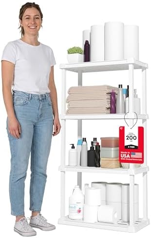 IRIS USA Plastic Storage Shelves |Made in USA| 48"H x 24"W x 12"D - White