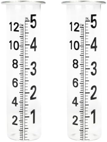5'' Capacity Rain Gauge Replacement Tube Glass, 2 Pcs