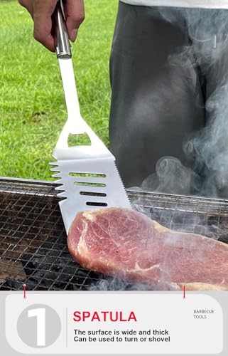 BBQ Grill Tool Set BBQ Accessories, Stainless Steel Grill Tools Grilling Accessories Grill Set Barbecue Grill Accessories for Outdoor Grill, Grill Utensils Grilling Tools Grilling Gifts for Men (4)