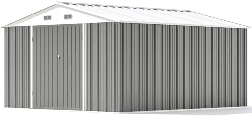 Patiowell 10x12 FT Metal Outdoor Storage Shed, Gray