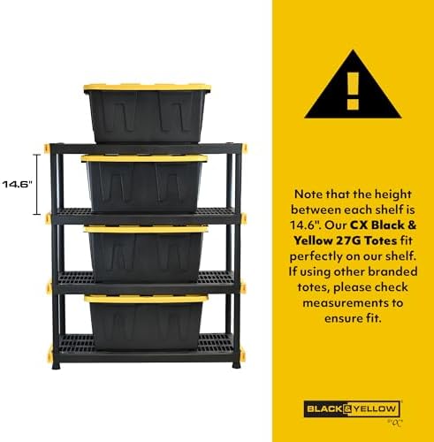 CX 4-Tier Heavy Duty Plastic Storage Shelves for Garage Organization