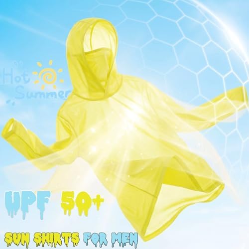 LeeHanTon Men's Sun Shirts Sun Protection Hoodie Shirt UPF 50+ Long Sleeve Work Athletic Shirt with Hooded for Fishing Hiking