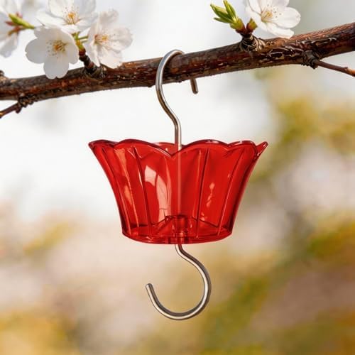 3oz Plastic Ant Moat for Hummingbird Feeder, 2-Pack Red Insect Guards