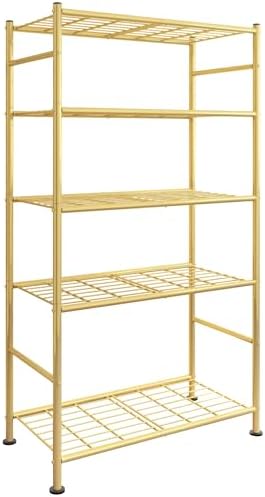 Sakugi Storage Shelves - 5 Tier Shelf Organizer, Heavy Duty Garage Shelving Unit with Leveling Feet, Stable Metal Shelves Organizer for Pantry, Kitchen and Closet, 33.0" W x 12.6" D x 72.0" H, Gold