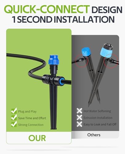 HIRALIY 59FT Drip Irrigation Kit with Water Timer, Quick-Connect