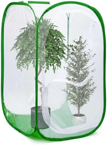 36" Mesh Plant Enclosure Pop-Up Plant Protection Tent, 24”x 24”x 36” Mesh Plant Cover Grow Tent Plant Cover for Fruit, Vegetables, Pests, Bird and Pest Protection Guard for Flowers and Herbs (Green)
