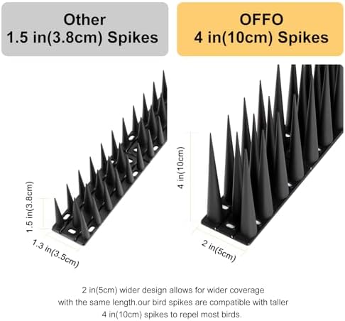 OFFO Bird Spikes Pigeon Outdoor Spikes for Cat Keep Birds Raccoon Woodpecker Away Covers 40 Feet(12.2m), Black