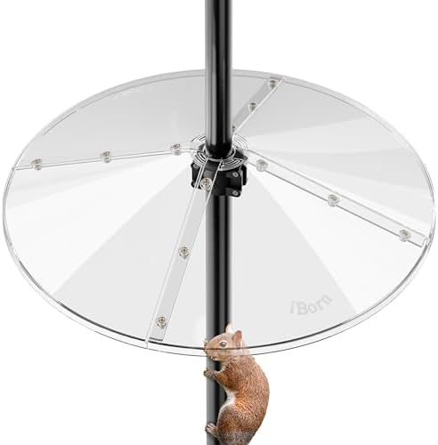 iBorn Squirrel Baffle for Bird Feeder Pole, 19.6” Oversized Squirrel Guard Defender, Bird Feeder for Outdoors Protector, Polycarbonate(PC), Pack of 1, Clear