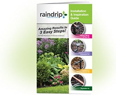 Raindrip SDGCBHP Automatic Drip Irrigation Watering Kit with Timer for Ground Cover & Flower Beds, Waters up to 200 Sq. ft, Timer with Customizable Settings & 13 GPH Half-Circle Adjustable Sprayers, Black;Galvanized Steel;Brown