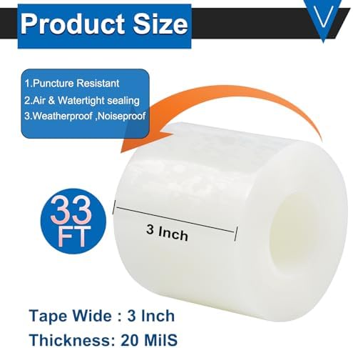 Window Insulation Tape for Winter Heavy Duty Weather Stripping Sealing Film Tape Draft Stopper 3 in x 105 Ft Keep Warm & Save Energy Easy Apply & Remove for Doors and Windows