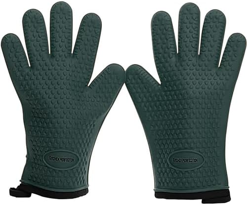 KITCHEN PERFECTION XL Silicone Smoker BBQ Gloves -Heat Resistant Oven Mitts