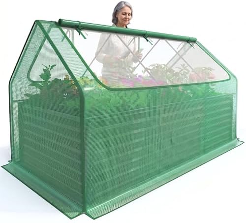 Quictent Large Raised Garden Bed with Cover 8x4x2 ft