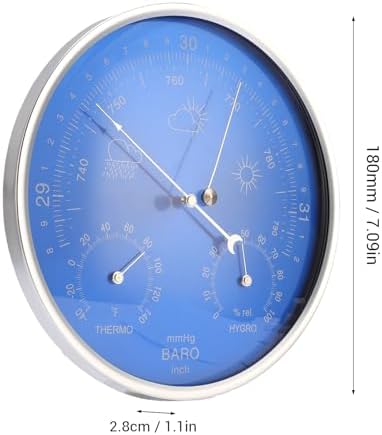 Barometer Hygrometer 3 in Season Indoor Outdoor Wall Hanging Accurate Fahrenheit Weather Instrument Blue 180mm