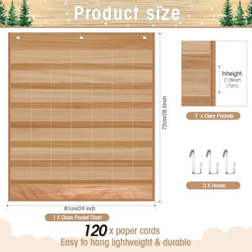 Sinload Classroom Calendar Pocket Chart Wood Color, Woodland