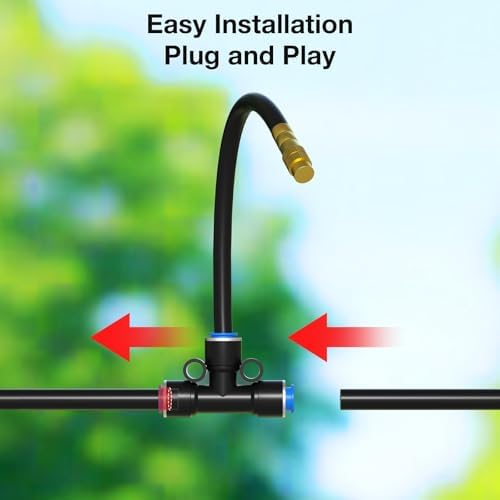 MIXC 1/4" 99Ft Drip Irrigation System with Rechargeable 2-Zone Water Timer, Automatic Garden Watering Kit with 16pcs 360°Adjustable Brass Nozzles & Bendable Rod,for Raised Bed,Potted Plant,Greenhouse