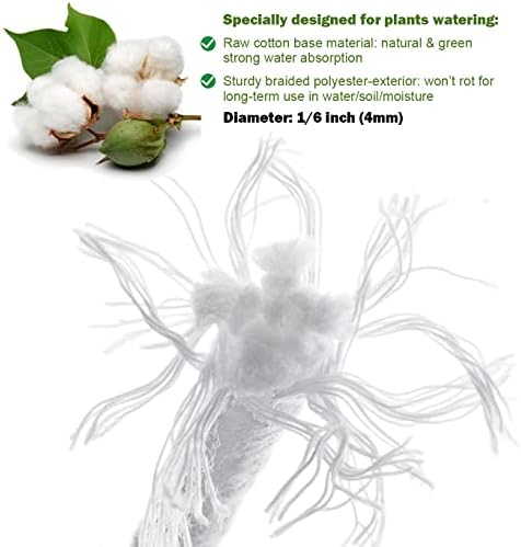 ORIMERC 80 feet 1/6 inch Self Watering Capillary Wick Cord Vacation Plant Sitter DIY Hydroponic Wicking Self-Watering Planter Pot Automatic Water System Device Potted Violet Auto Seedling Waterer Rope