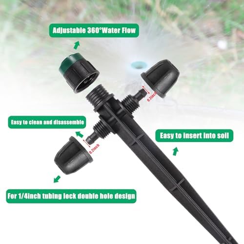 25 PCS Adjustable Drip Irrigation Sprayer Emitter for 1/4" Tubing