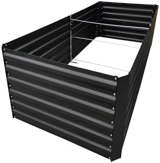 6x3x2FT Black Metal Raised Garden Bed Kit, Galvanized Outdoor Planter Box for Vegetables, Flowers, Herbs, Succulents and More