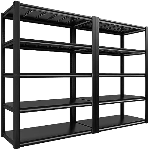 REIBII Garage Shelving 48.2" W Storage Shelves 3000LBS Heavy Duty Shelving Adjustable Metal Shelf Industrial 5 Tier Pantry Shelves for Basement Warehouse Supermarket 72.2"H x 24.2"D x 48.2"W, 2 Pack