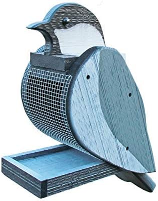 Outdoor Hanging Bird Feeder Seed Tray, Chickadee Bird Shaped Wooden BirdFeeders with Easy Refill Head - Bird Feeders for Outdoors Hanging - Hanging Bird Feeder - Bird Feeders for Outside