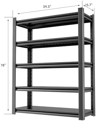 OLLRRACT 5-Tier Garage Shelving, Metal Storage Shelves, Utility Shelf