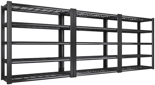 REIBII 3010LBS Storage Shelves 72" H Garage Shelving Heavy Duty Metal Shelving 5 Tier Adjustable Metal Shelves for Storage for Kitchen Pantry Warehouse Basement 72" H x 35.5" W x 16" D, 3 Pack
