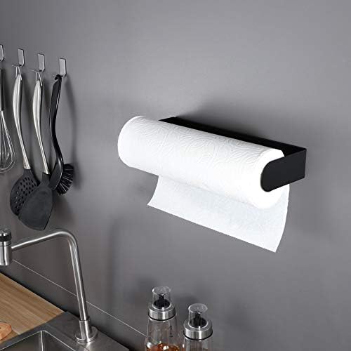 ZUNTO Black Paper Towel Holder, Self Adhesive, for Wall or Under Cabinet