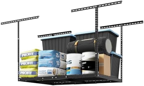 FLEXIMOUNTS 3x4 Overhead Garage Ceiling Storage Rack Organization, Black
