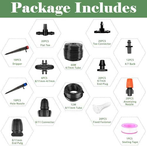 200FT+40FT Drip Irrigation System, Garden Watering System