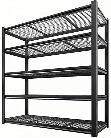 5-Tier Heavy Duty Garage Shelving, 5,000 lbs Capacity Adjustable Metal Storage Shelving Unit for Garage, Basement, Warehouse & Workshop, 55" W x 24" D x 84" H