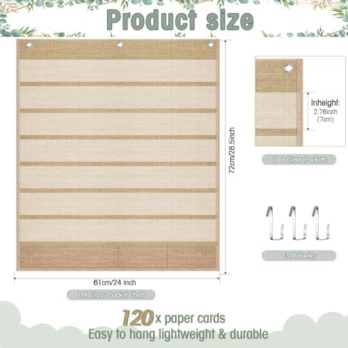 Sinload Classroom Calendar Pocket Chart Wooden, Greenery