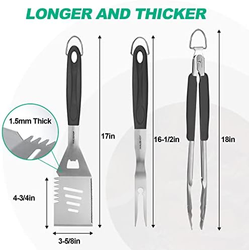 HAUSHOF Large Grill Accessories Heavy Duty BBQ Set Gifts for Men/Women - Premium Stainless Steel Spatula, Fork & Tongs, Barbecue Utensils Tool Kit Gift for Grilling Lover Outdoor