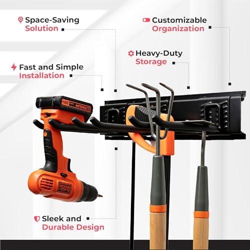 TIDYME Garage Tool Organizer Wall Mount, 64", 4 Racks 8 Hooks, 400 lbs