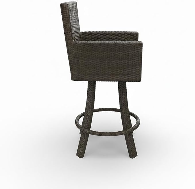 Covers & All Universal 25" Counter Height Swivel Bar Stools, 8 mm Oyster Flat Wicker Patio Furniture with Smooth Swivel Motion, Durable Outdoor Furniture for Deck and Poolside (23" L x 23" W x 42" H)