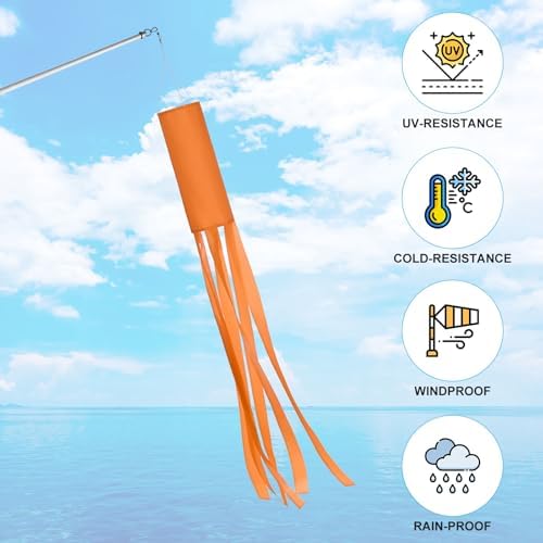 M METERXITY 1-Pack Windsock Flag, Colorful Wind Socks for Garden/Yard/Patio/Home Decor, Spring Summer Fall Winter Outdoor Hanging Decoration [59 in / 150cm, Orange]