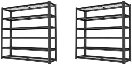 6-Tier Heavy Duty Garage Shelving, 6,000 lbs Capacity Adjustable Metal Storage Shelving Unit for Garage, Basement, Warehouse & Workshop, 62" W x 24" D x 84" H