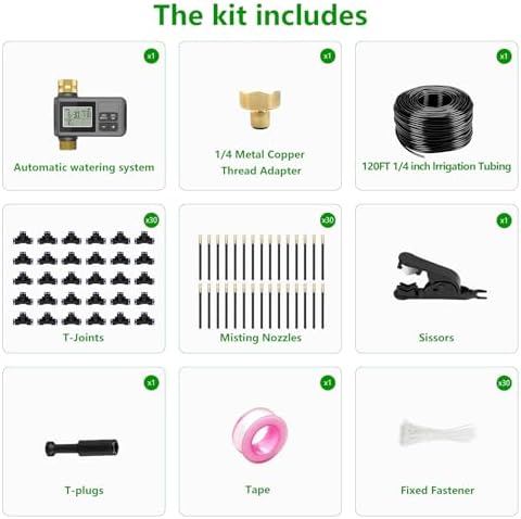 120FT Drip Irrigation System with Smart Water Timer