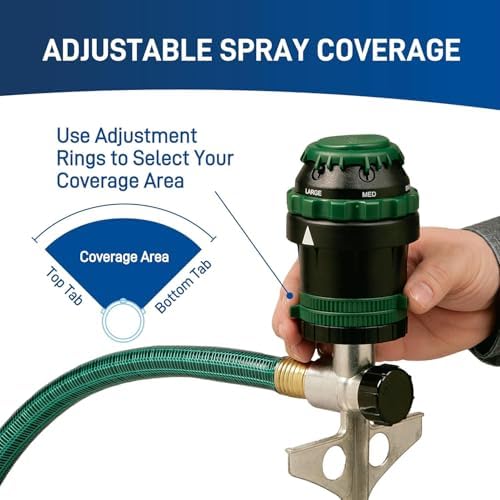 Orbit H2O-Six Gear-Drive Sprinkler on Metal T-Spike - Customizable Lawn Watering Coverage - Multi-Pattern Rotating Head with Adjustable Spray Range - (2-Pack)