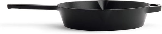 Milo by Kana 10-Inch Enameled Cast Iron Skillet | Nonstick Pre-Seasoned Cast Iron Grill Pan | Oven Proof and Dishwasher Safe | Cast Iron Cookware (Gloss Black)