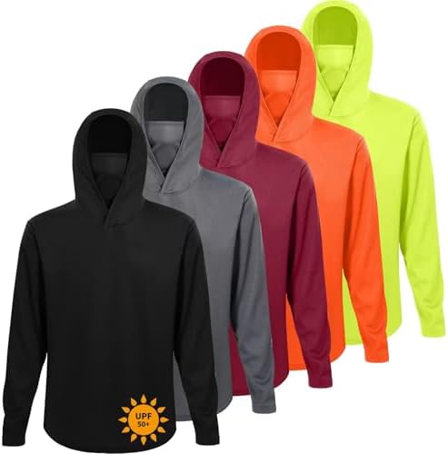 LeeHanTon Men's Sun Shirts Sun Protection Hoodie Shirt UPF 50+ Long Sleeve Work Athletic Shirt with Hooded for Fishing Hiking