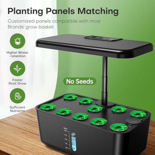 Ahopegarden Indoor Garden Hydroponics Growing System: 10 Pods Kit with LED